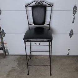 Vintage Bar & Counter Stool with Metal Frame 