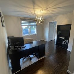 OFFICE FURNITURE SET DESK/BOOKSHELF/FILE CABINET/RUG/LIGHT FIXTURE