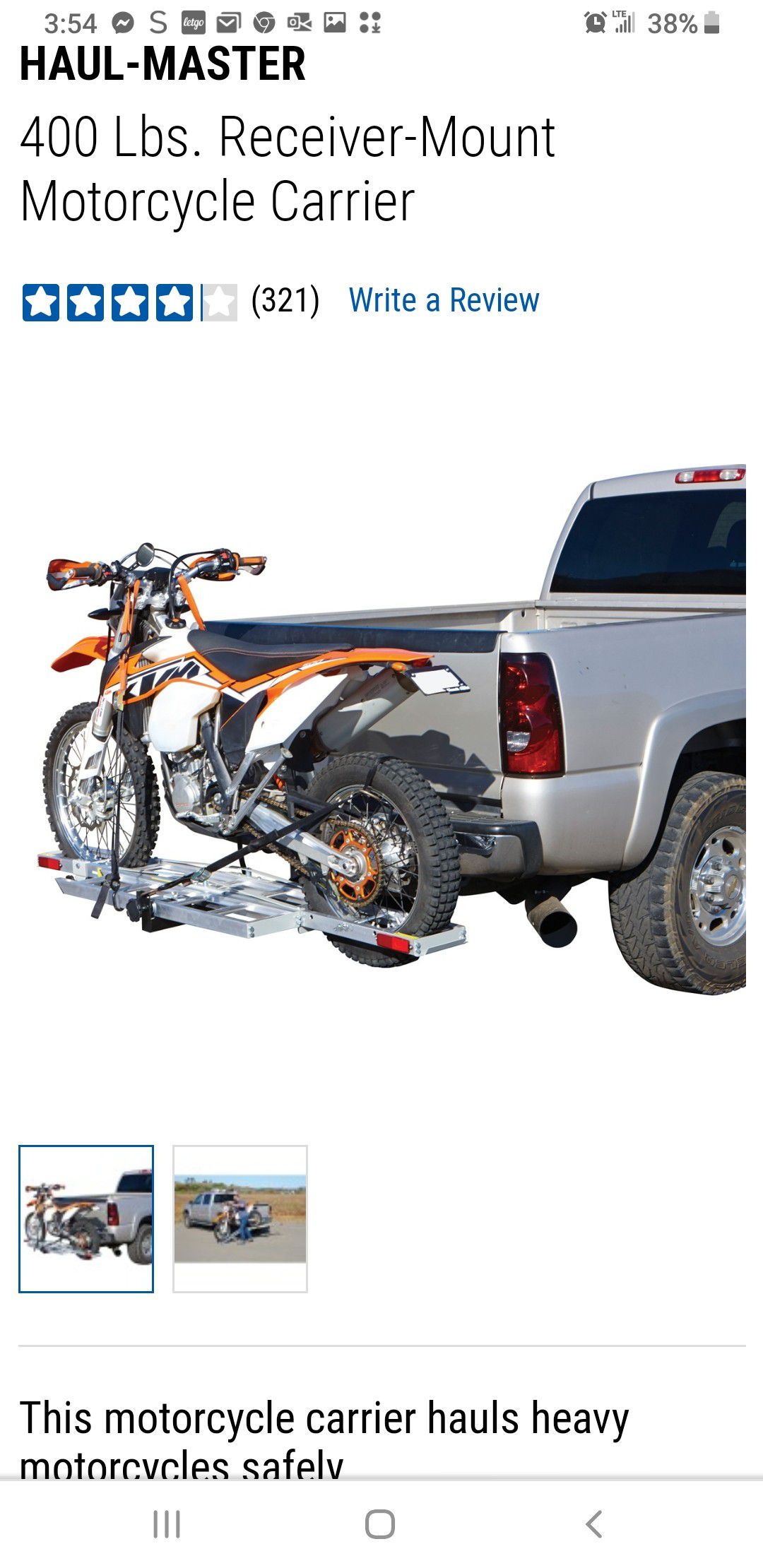 Hitch mount motorcycle carrier