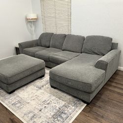 Gray Sectional Couch With Ottoman 