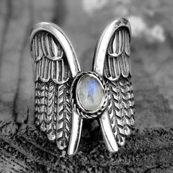 Moonstone Jewel Angel Wings Ring