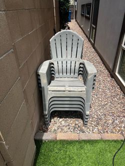 Plastic Adirondack Grey Chairs (5)