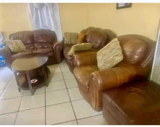 Moving Sale. Brown leather Couch set sofa