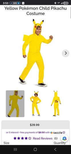 Pikachu Costume Size XL (14-16)