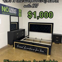 Queen size bedroom set black brand new