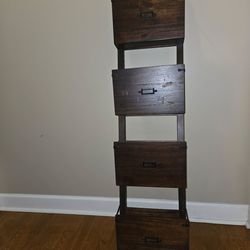 Wooden 4-Tier Magazine Rack/File Holder