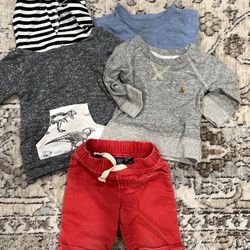 Lot Of 12-18 Toddler Boys Shirts, Jean Jacket, Romper