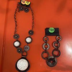 Beautiful NEW Copper, Crackle White Stone Necklace And Bracelet. Set $25.00