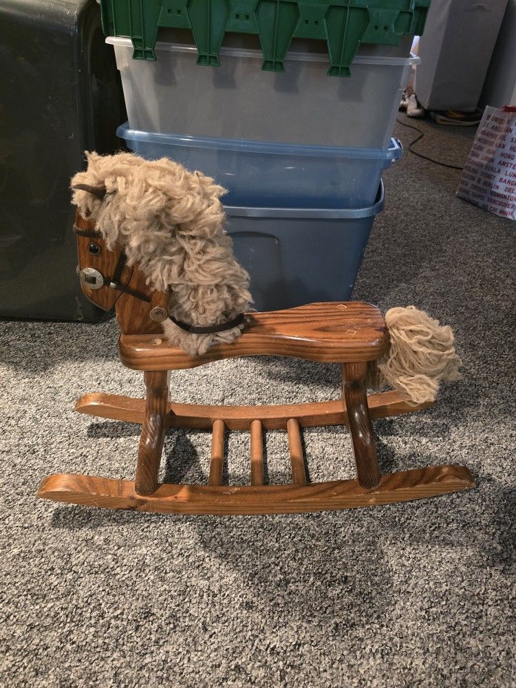Vintage Handmade Wooden Children’s ROCKING HORSE Solid Wood