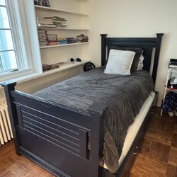 Navy blue Wood Trundle Bed - Twin + Dresser