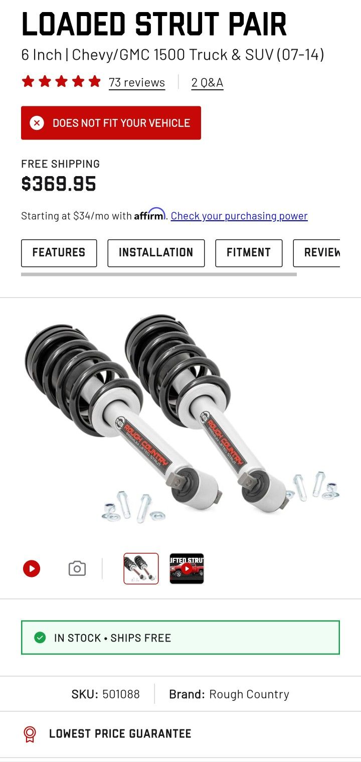 Rough Country Chevy/GMC 6" Loaded Struts