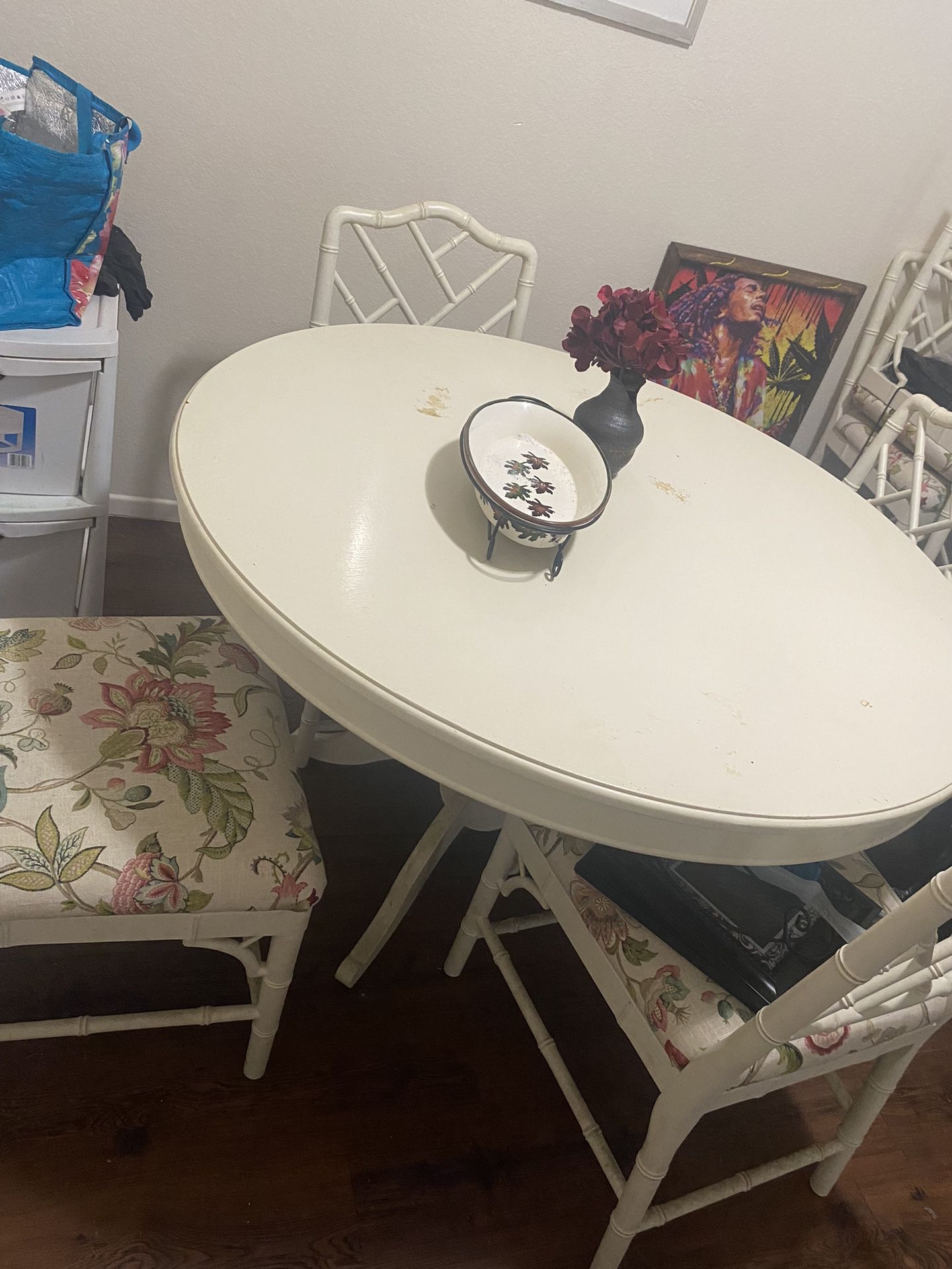 Vintage White Wood Dining Table 