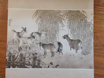 Six Matte Prints Of Goats By Chinese Artist