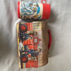 Vintage Fire Engine Lunchbox & Emergency Hospital Thermos