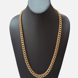 Stainless Steel Gold Plated 10mm Miami Cuban Chain Necklace Unisex 26in For Men 