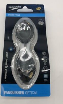 Speedo Unisex Swim Goggles Optical Vanquisher - Black Clear - (-7.00)