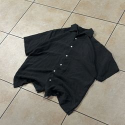 Vintage Black Button Silk Shirt Large men's