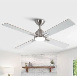 48” Sliver ceiling fan with light and remote