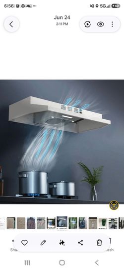 30" Under Cabinet Range Hood, Ducted/Ductless White, 2-Speed vent