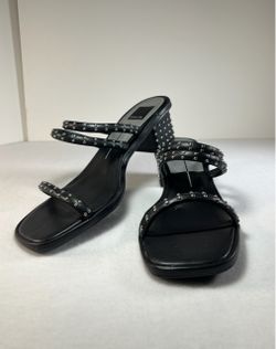 Dolce Vita Women’s 9 Riya Black Studded Sandals Multi-straps and Low Block Heel