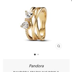 PANDORA SPARKLING BOW & CROSSOVER BAND RING