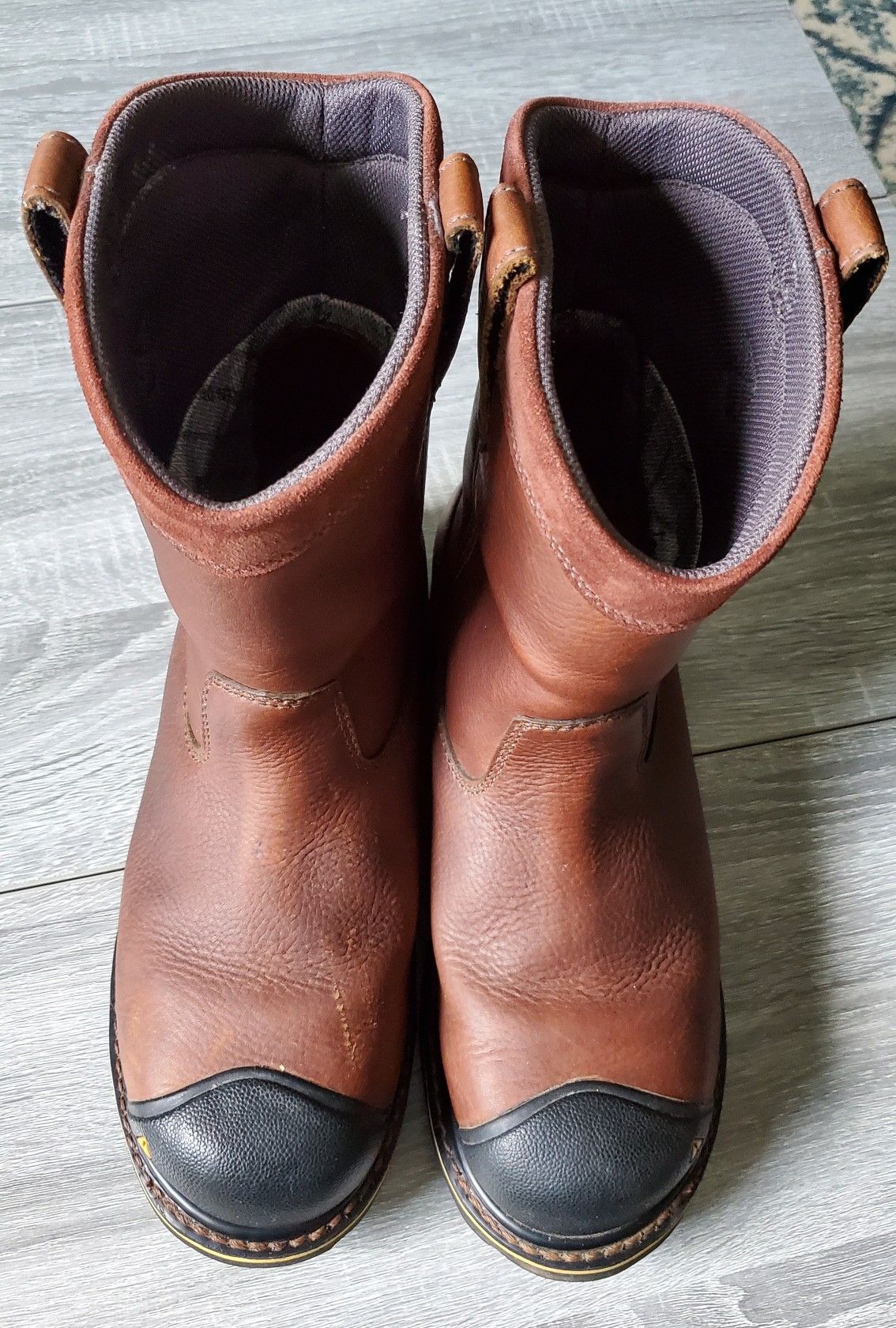 KEEN Men's Dallas Wellington, Steel Toe Work Boots-Brown Leather, Size 10.5