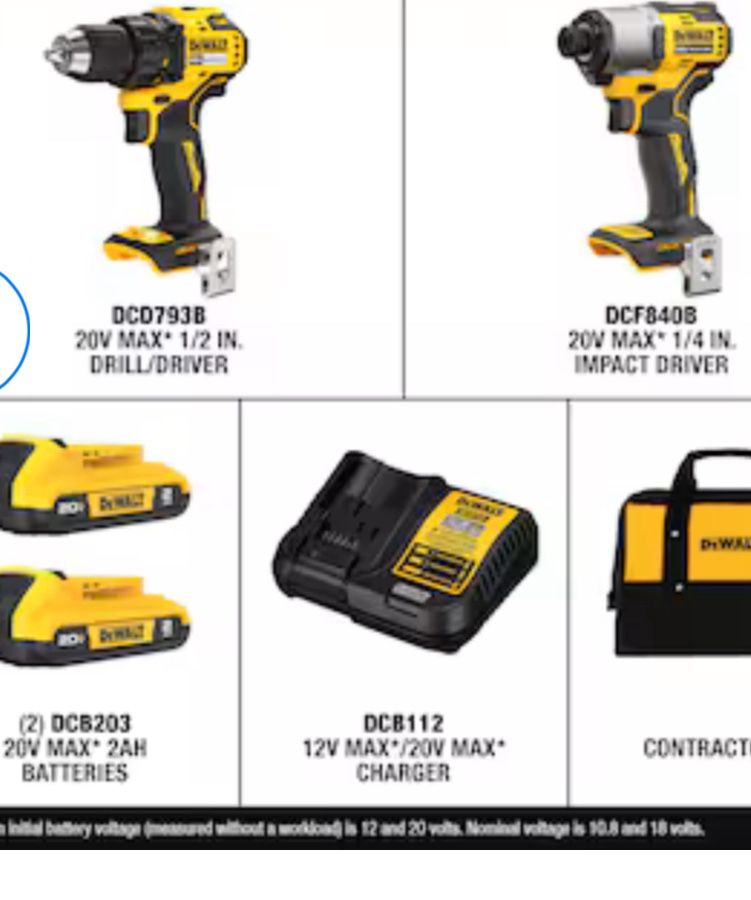 DEWALT 20V MAX 2-Tool Brushless Power Tool Combo Kit with Soft Case