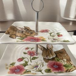 Easter Bunny Cupcake Two tiered dessert Stand