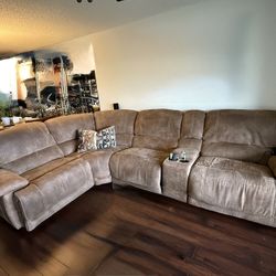 Brown Tan L Shaped Sectional 