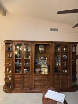 Wood furniture excellent Baers Hutch, couch set, desk, coffee table twin bed, tall dresser.