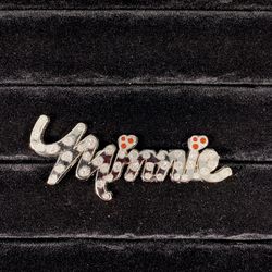 Minnie Mouse Jeweled Name Silvertone Rhinestone Disney Collectible Trading Pin
