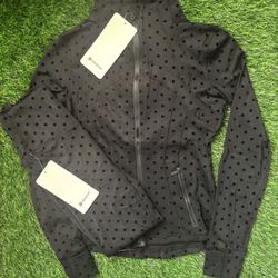Lululemon Black Polka Dot Set Jacket + Leggings (Size 2)