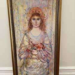 Signed Edna Hibel Portrait Of A Young Girl 