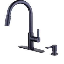 Paulina Single-Handle Pull-Down Sprayer Kitchen Faucet with TurboSpray, FastMount, Soap Dispenser in Matte Black