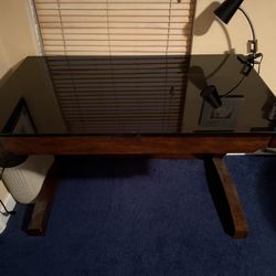 Wood Desk With Glass Top