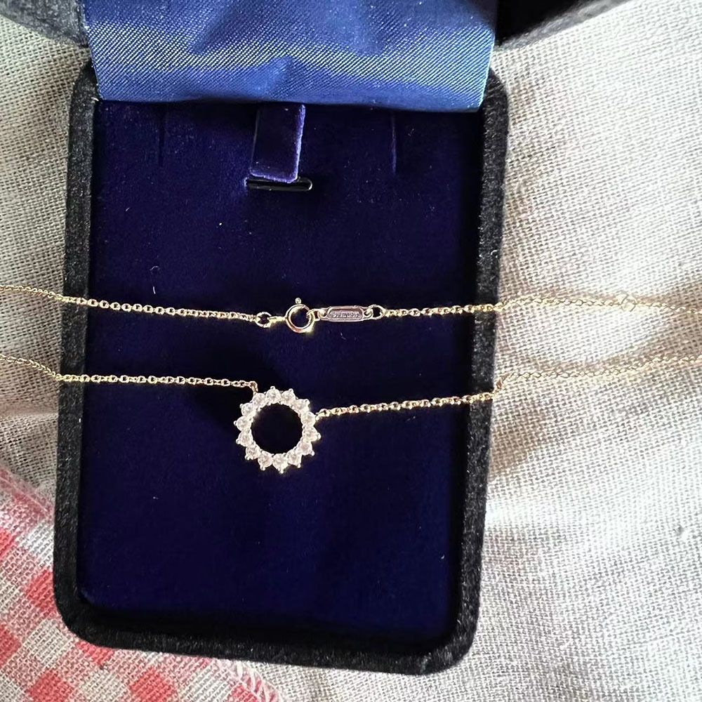 Tiffany & Co Open Circle Pendant 18K Rose Gold With Round Brilliant Diamonds