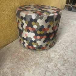 Black, Grey, Red and Green Geometric  Cylinder Ottoman stool
