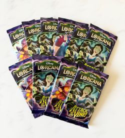 Attack of the Vine Booster Packs Lorcana Card Games Box Disney Mickey Disneyland Promo Enchanted Iconic Rare Stitch Buzz Elsa Woody Toy Bundle
