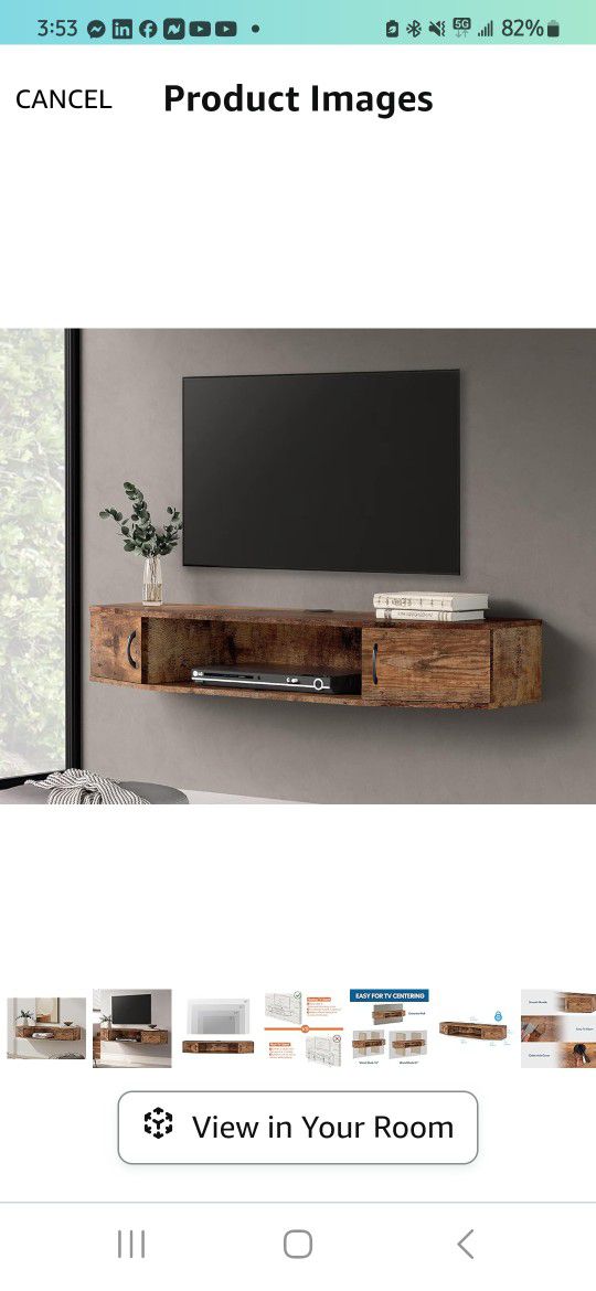 Floating TV Stand Wall Mounted Shelf