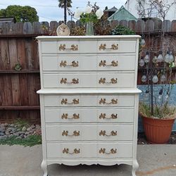 French Provincial Highboy Dresser Chest Solid Wood Measurements On Picture PICKUP ONLY 