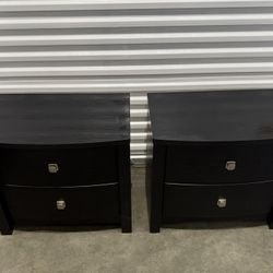 Two Beautiful Black Solid Wood 2 Drawer Dresser Chest Nightstands New Condition Delivery Available