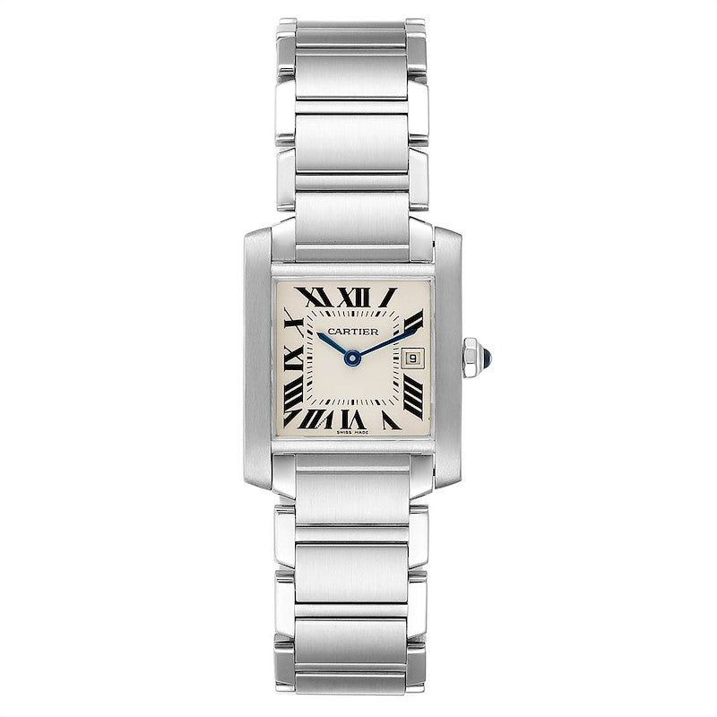 *Ladies Midsize Cartier Tank Francaise Stainless Steel Watch In Matte Finish. (Pre-Owned 2465)