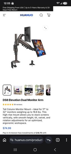 Huanuo gas spring dual monitor arm mount.