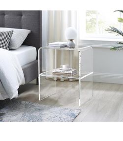 ONELUX 1626 Acrylic Bedside nightstand with Additional Shelf,Lucite Occasional Sofa Tables, Clear