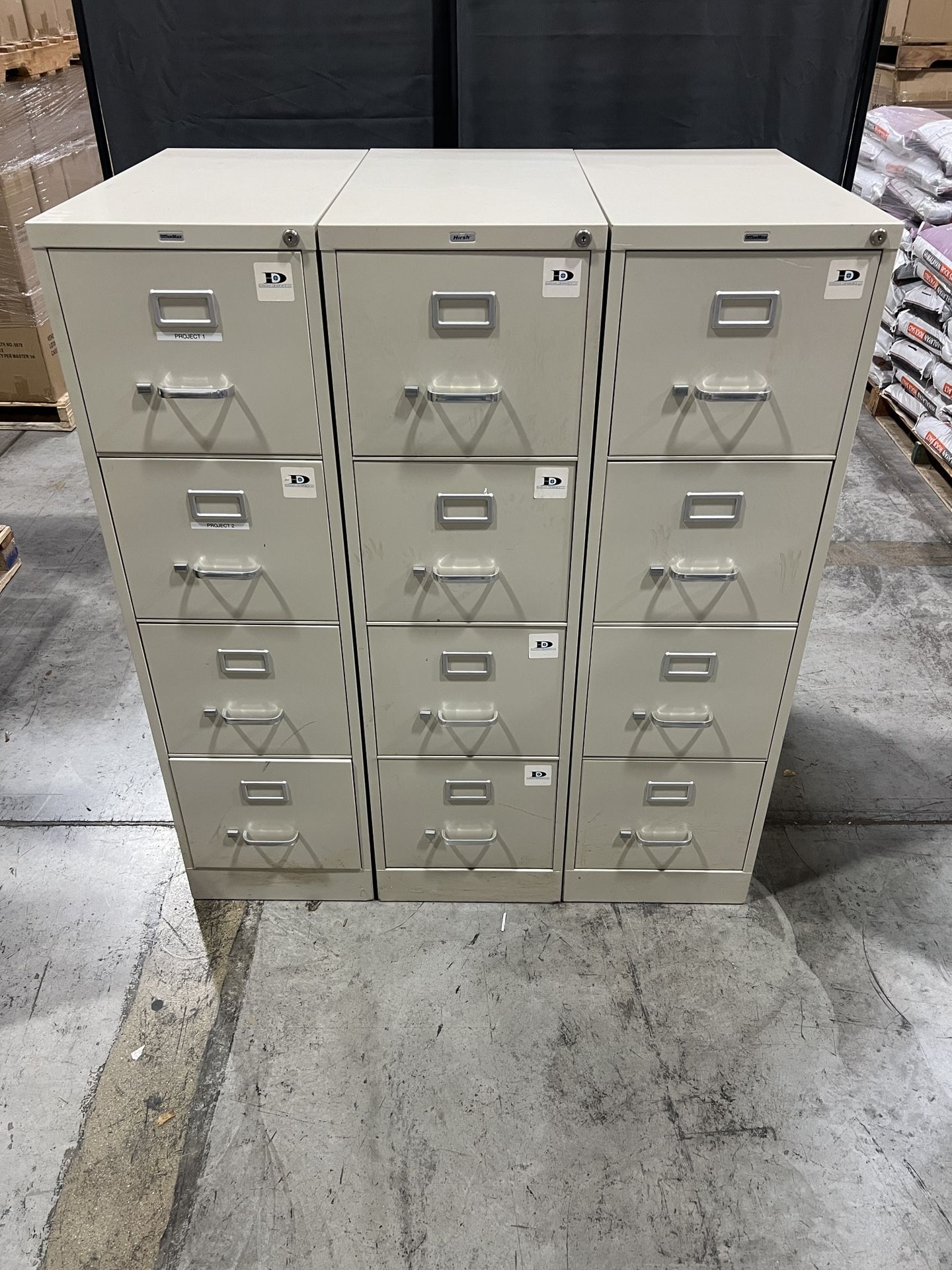 Four Drawer File Cabinets Set Of Three