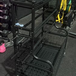 Heavy-Duty Rolling Gym Storage Cart – Holds Weights & Equipment