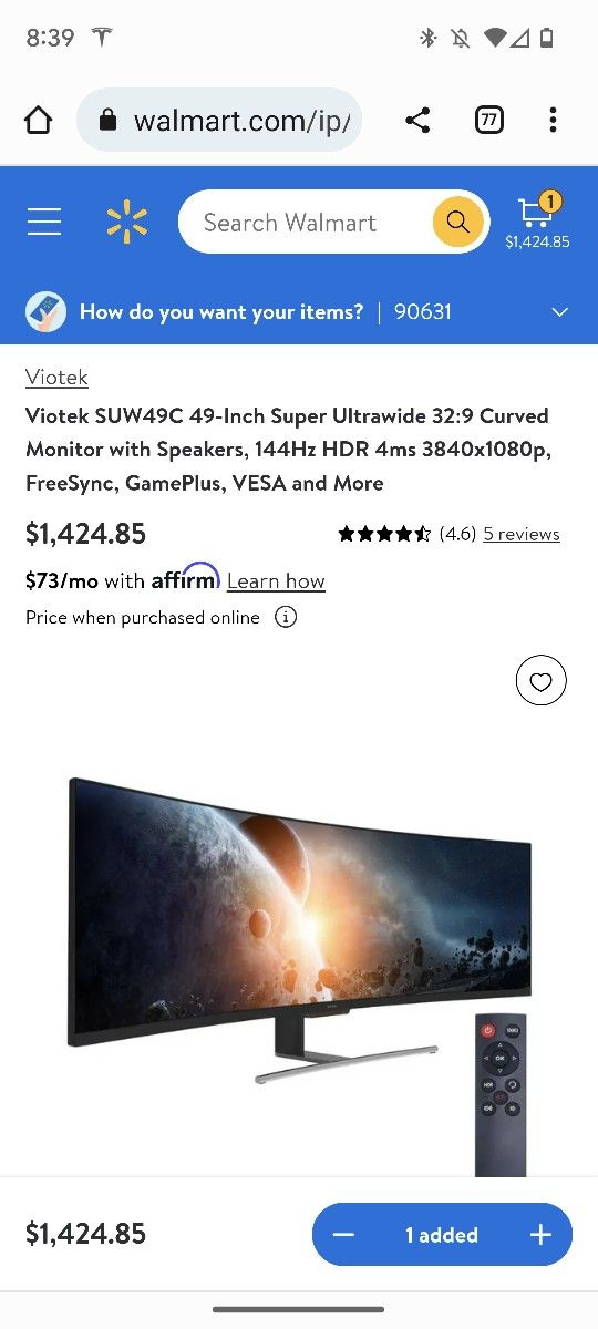 Viotek 49-Inch Super Ultrawide Curved Monitor