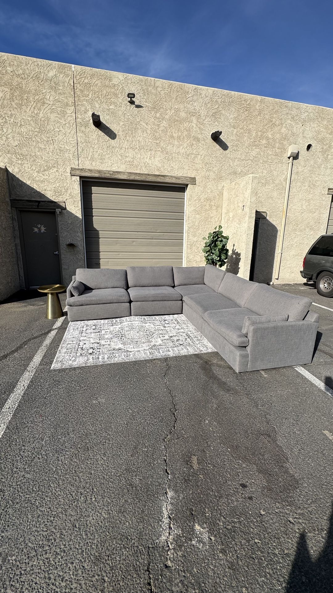 5 Piece Grey Cloud Couch L Sectional