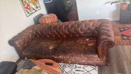 Chesterfield leather sofa long and wide