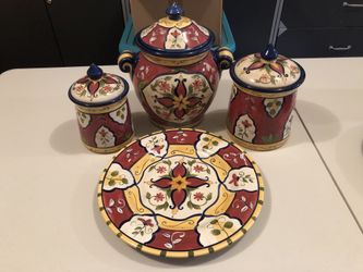 Pier 1 Vallarta Canister and Platter Set